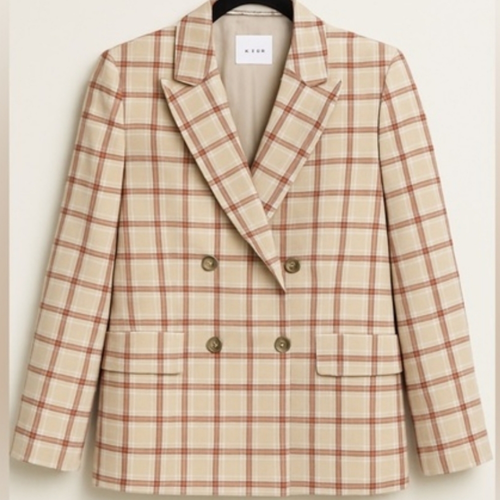 Aritzia Wilfred Destiny Double Breasted Plaid Professional Casual Blazer Size 4 - Picture 1 of 16